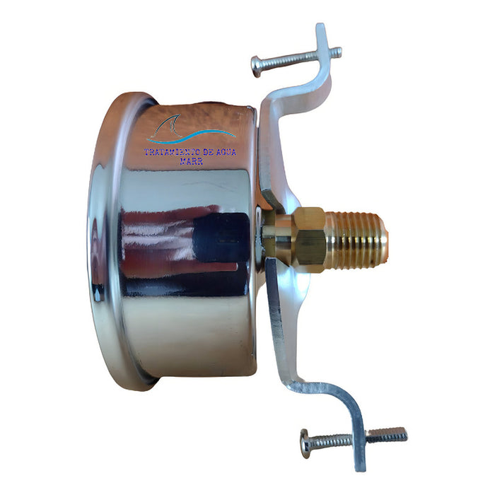Altamira Manómetro Con Glicerina Man0-200gbm Rango De Presión 0 - 200 Psi Conexión Trasera Diámetro 2.5  Acero Inoxidable Rosca - Npt - Macho