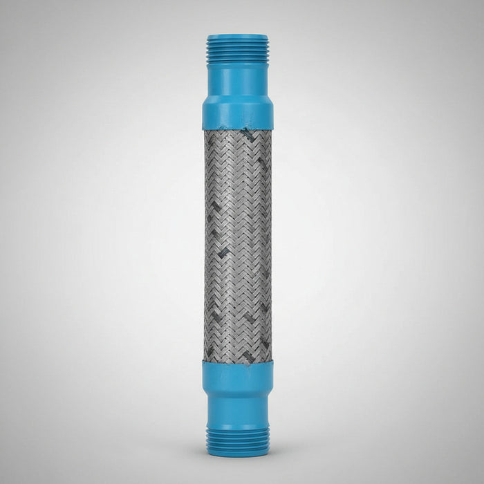 Manguera Metálica Flexible De 1-1/2 X 1 Metro Con Niple Azul