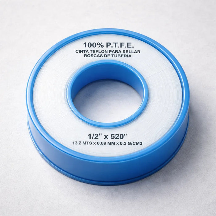 10 Pza Cinta Teflón De 1/2 X 13m Sello De Tubería Plomeria Azul Claro Lisa