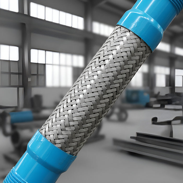 Manguera Metálica Flexible De 1-1/2 X 1 Metro Con Niple Azul