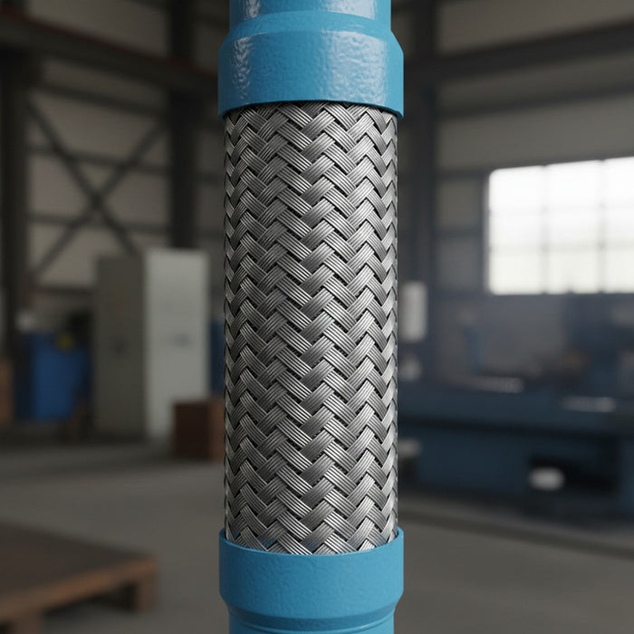 Manguera Metálica Flexible De 1-1/2 X 1 Metro Con Niple Azul