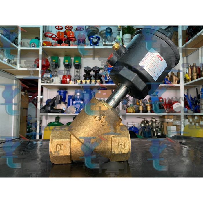 Válvula Inclinada Neumática De 2 Marca Asco En Bronce
